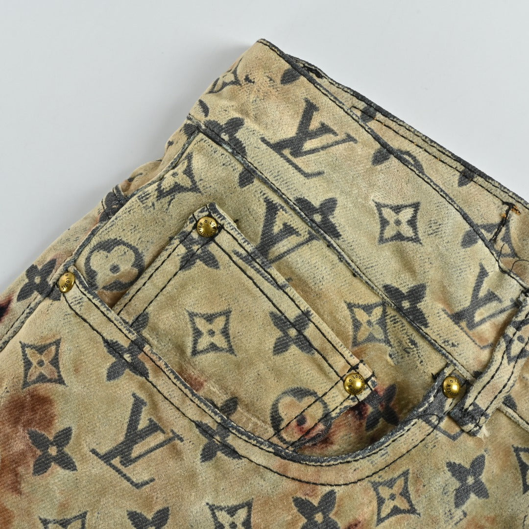 Louis Vuitton Campfire Flocked Monogram Denim Pants