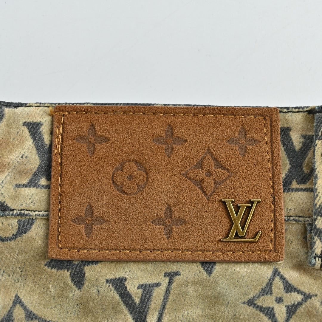 Louis Vuitton Campfire Flocked Monogram Denim Pants