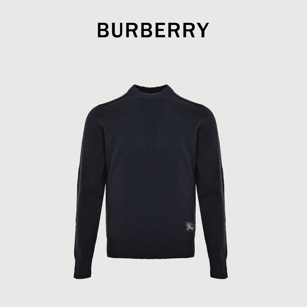 Burberry Equestrian Knight Jacquard Hem Crewneck Sweater | Dark Navy