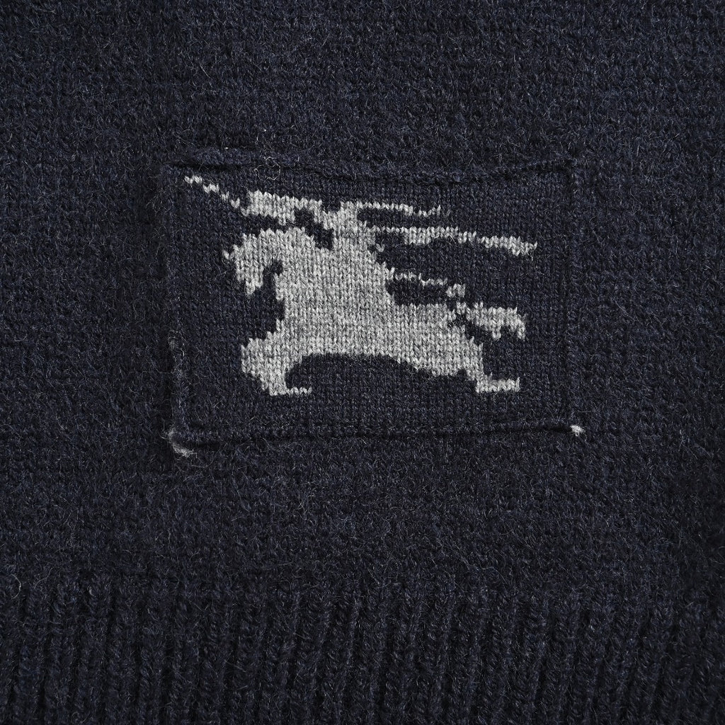 Burberry Equestrian Knight Jacquard Hem Crewneck Sweater | Dark Navy