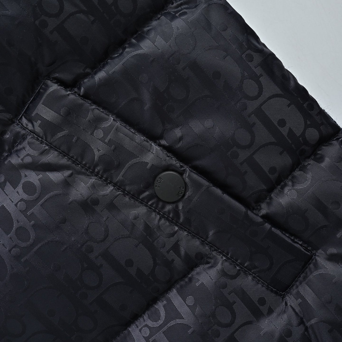 Dior Monogram Knit-Panel Stand-Collar Down Jacket
