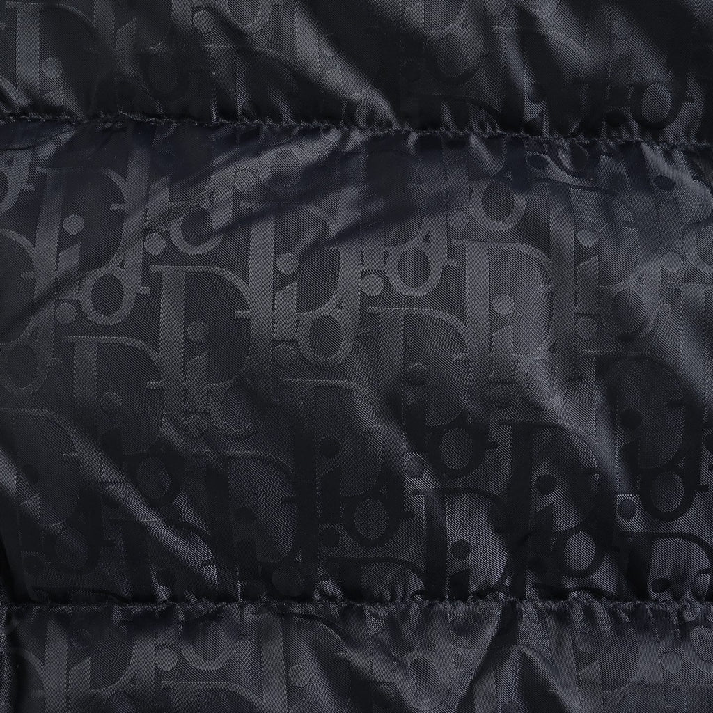 Dior Monogram Knit-Panel Stand-Collar Down Jacket