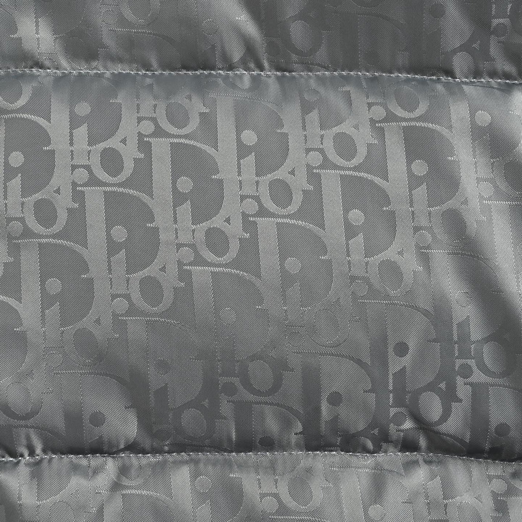 Dior Gray Monogram Knit-Panel Stand-Collar Down Jacket