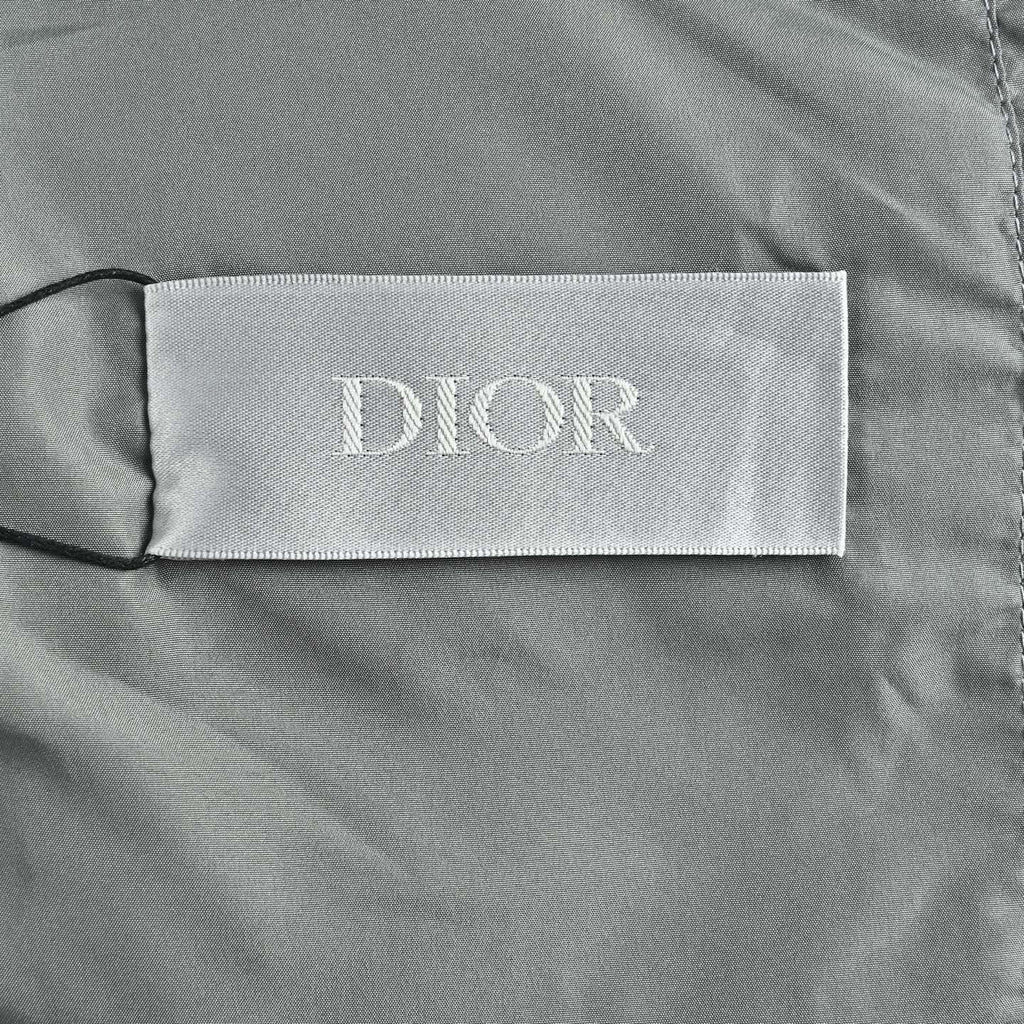 Dior Gray Monogram Knit-Panel Stand-Collar Down Jacket