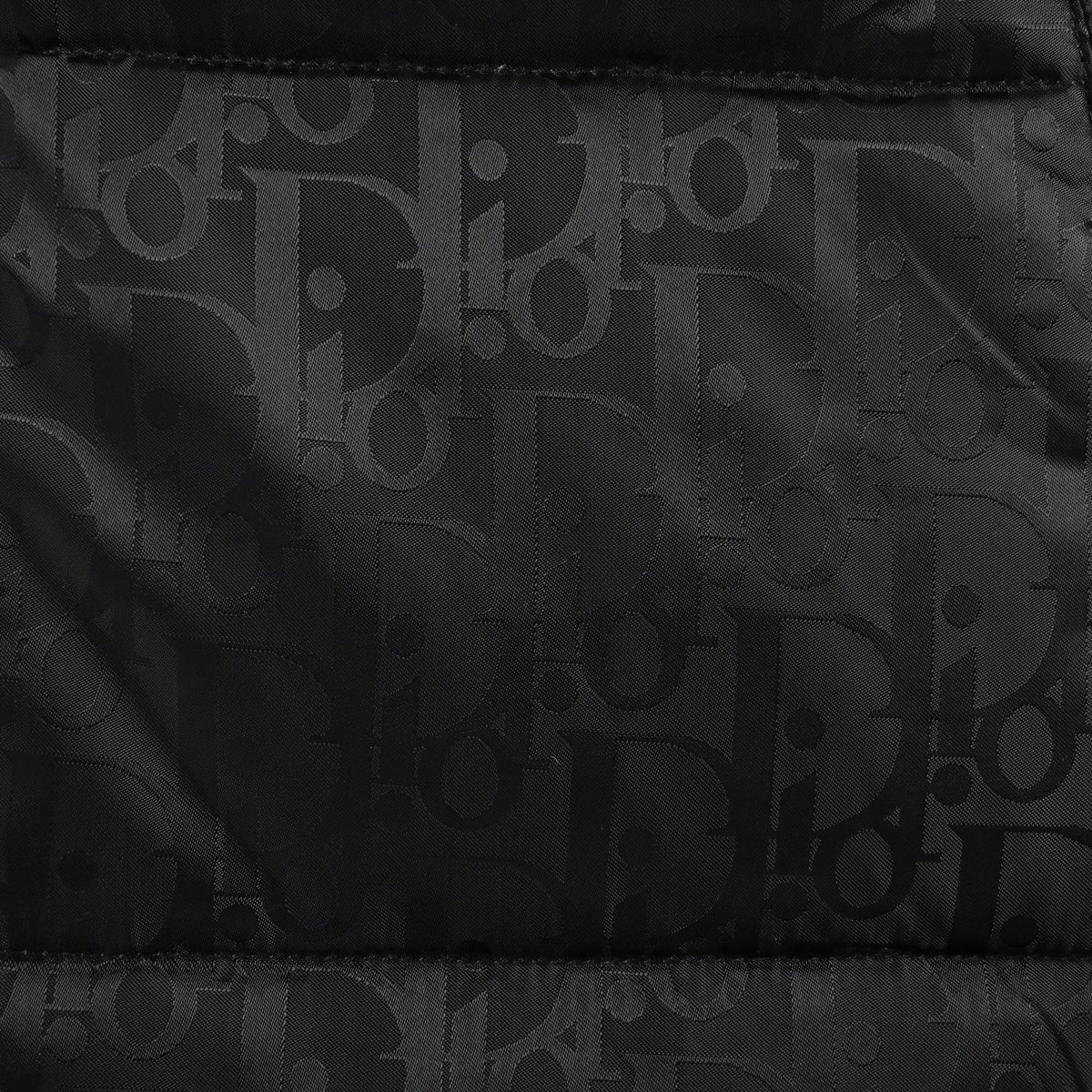 Dior Black Monogram Knit-Panel Stand-Collar Down Jacket
