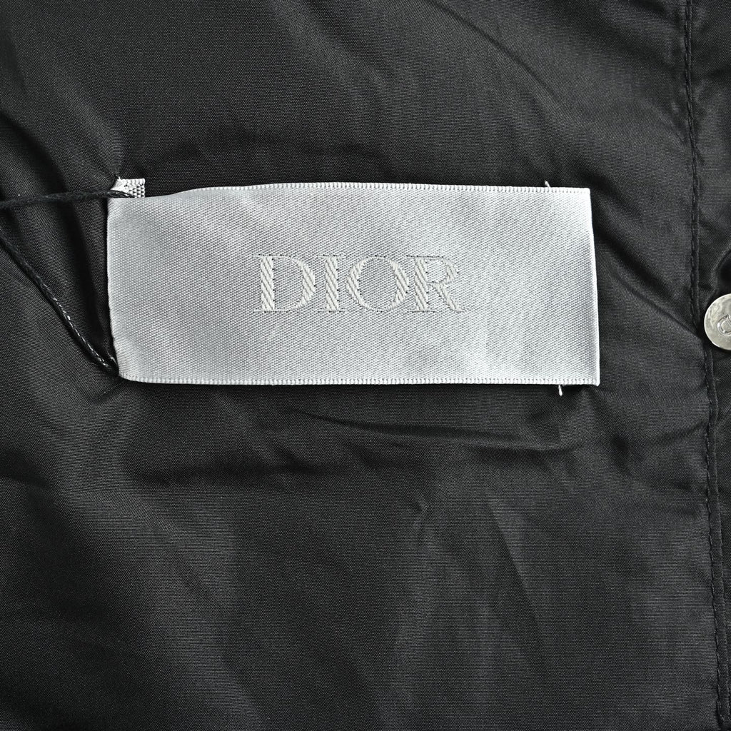Dior Black Monogram Knit-Panel Stand-Collar Down Jacket