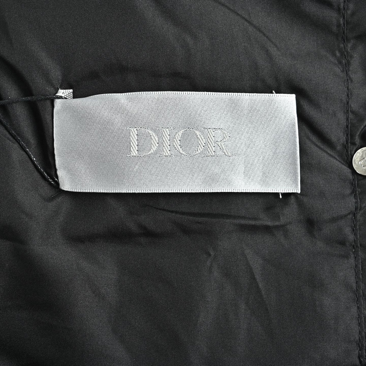 Dior Black Monogram Knit-Panel Stand-Collar Down Jacket