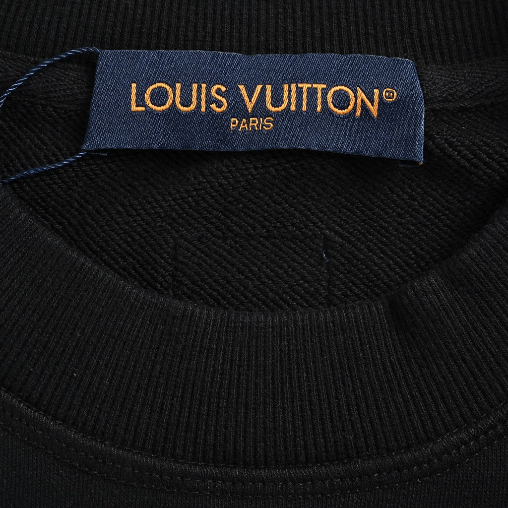 Louis Vuitton Black Denim Appliqué Embroidered Crewneck Sweatshirt