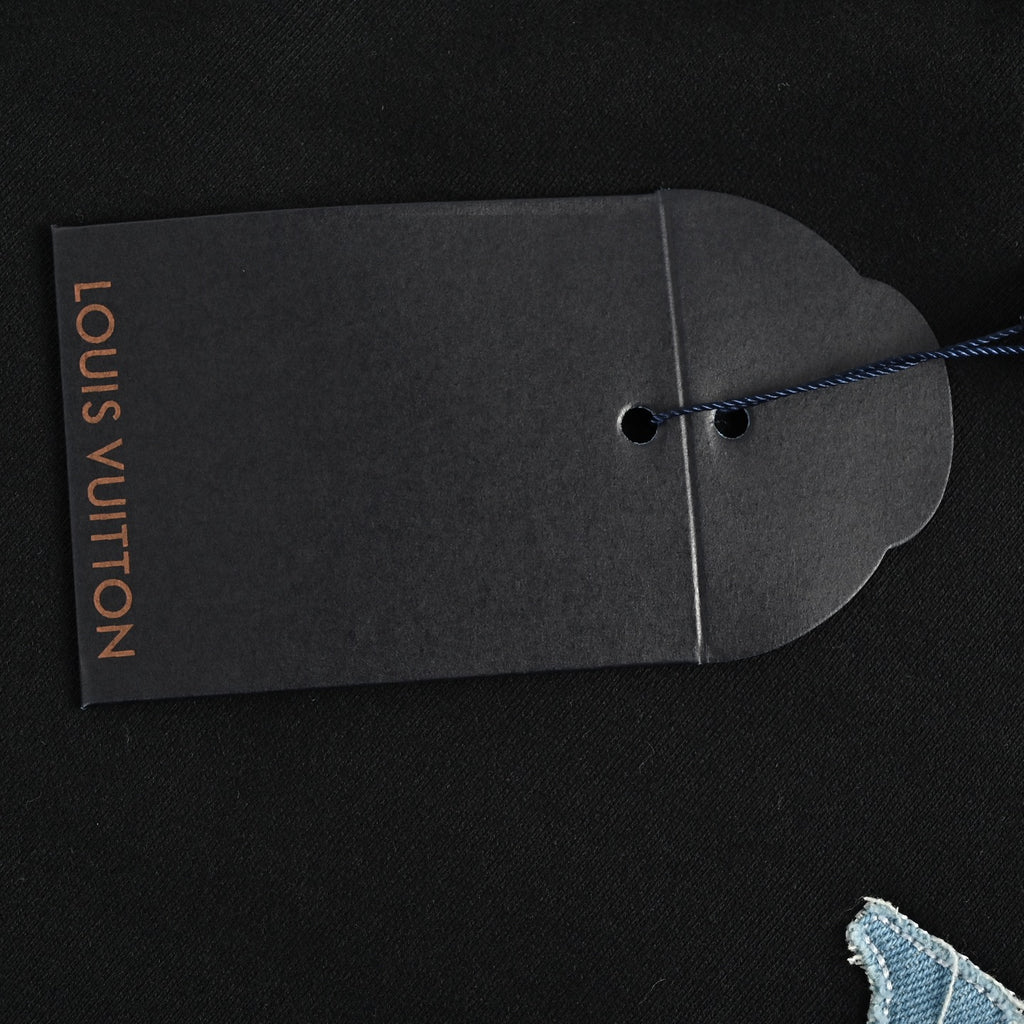 Louis Vuitton Black Denim Appliqué Embroidered Crewneck Sweatshirt
