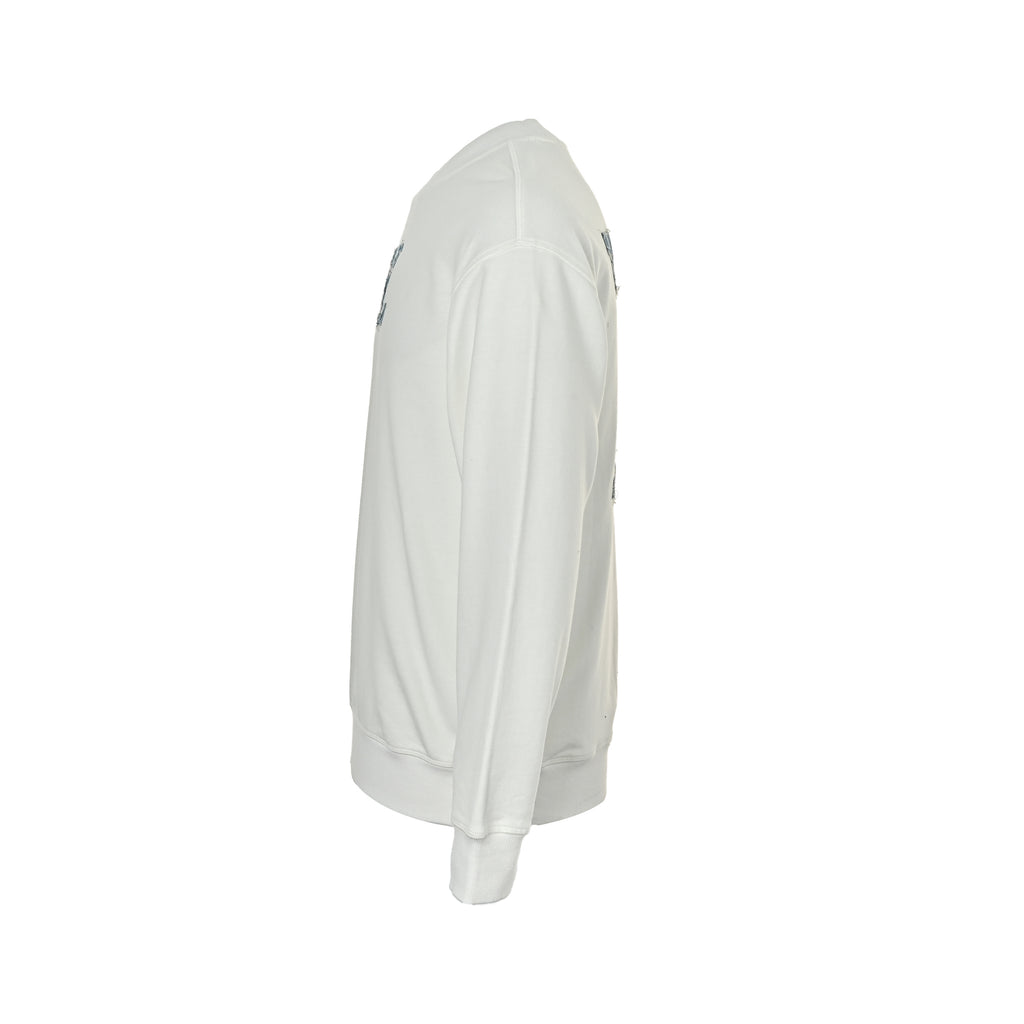 Louis Vuitton White Denim Appliqué Embroidered Crewneck Sweatshirt