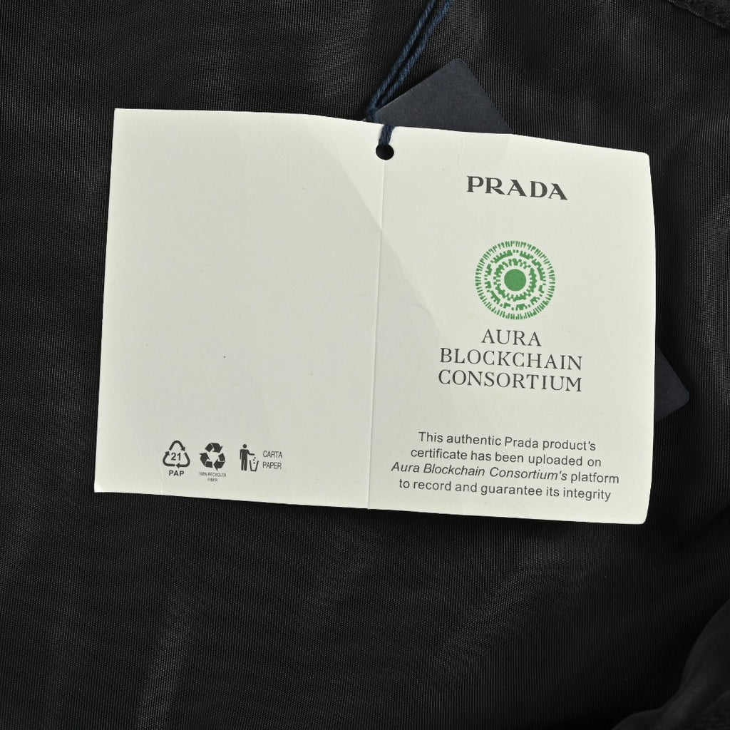Prada Black Triangle-Logo Washed Denim Padded Jacket