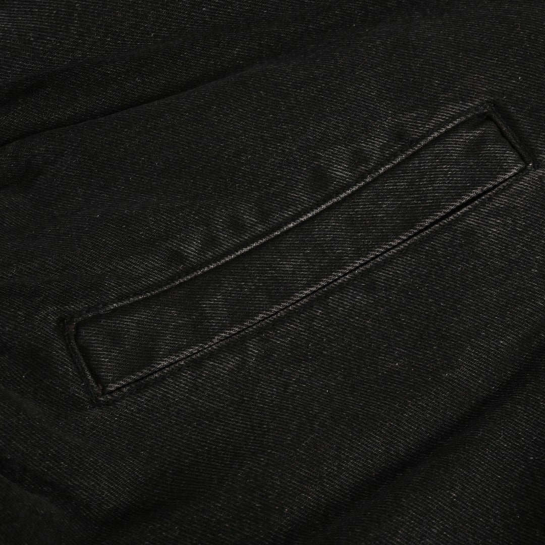 Prada Black Triangle-Logo Washed Denim Padded Jacket