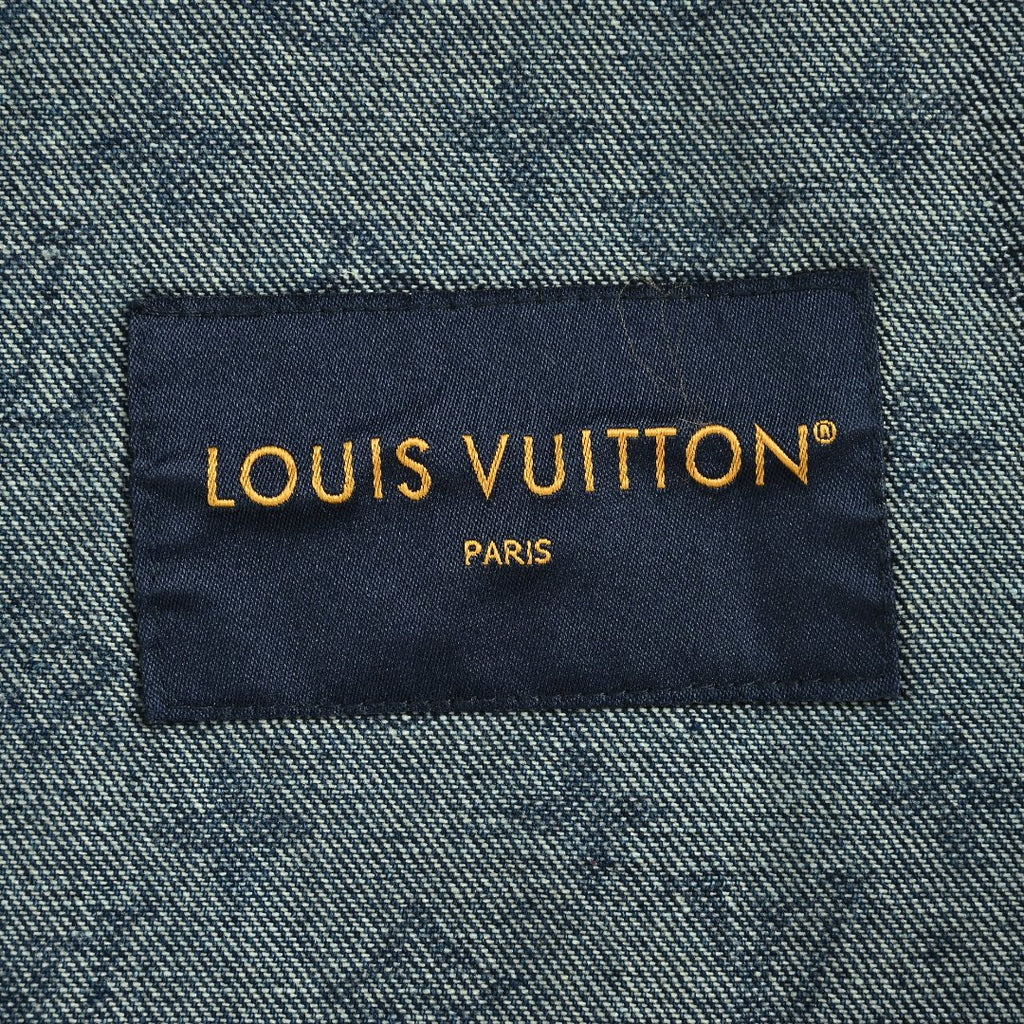 Louis Vuitton Blue Denim Baseball-Collar Coach Jacket