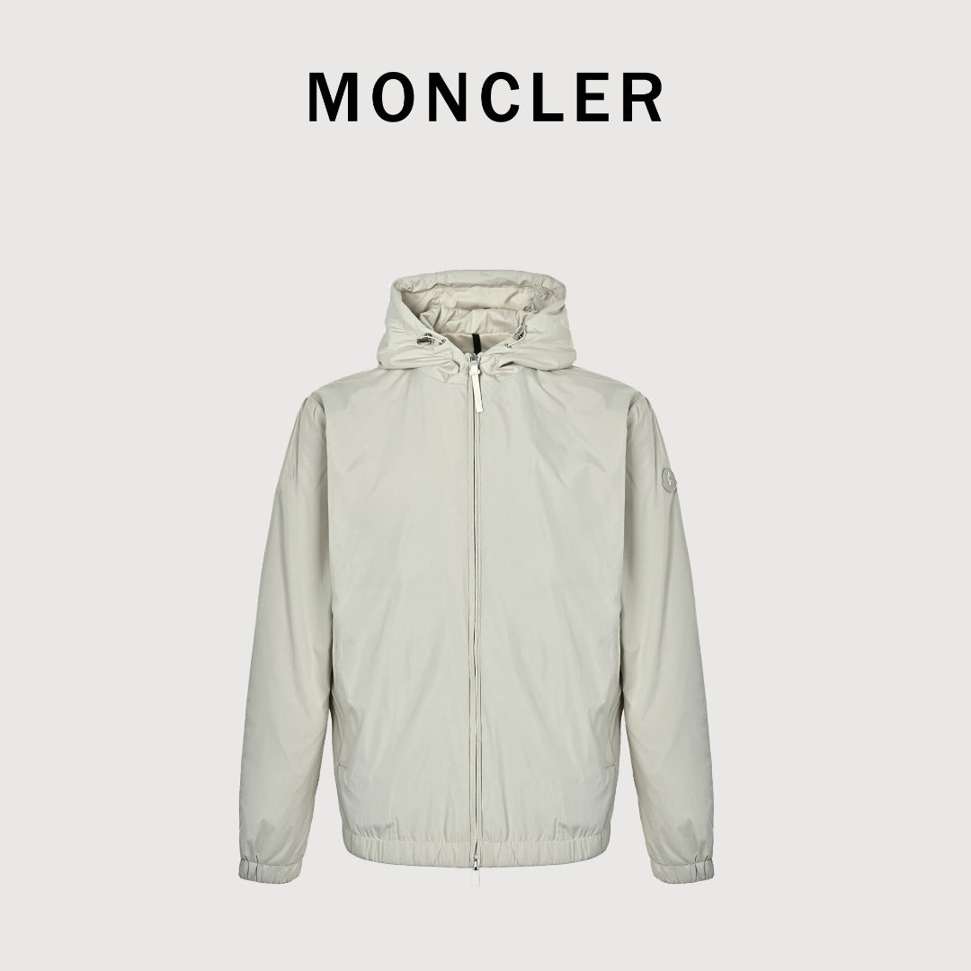 Moncler Off-White Lightweight Hooded Zip-Up Jacket