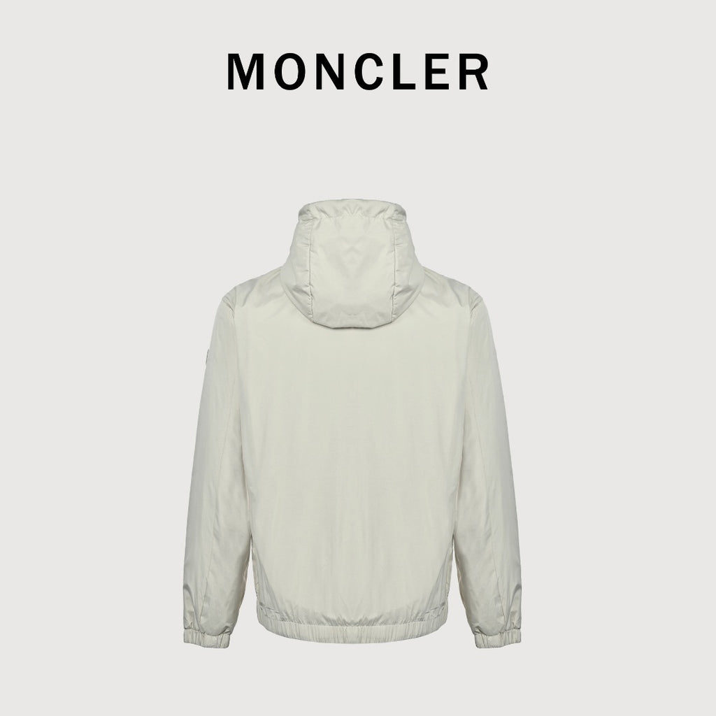 Moncler Off-White Lightweight Hooded Zip-Up Jacket