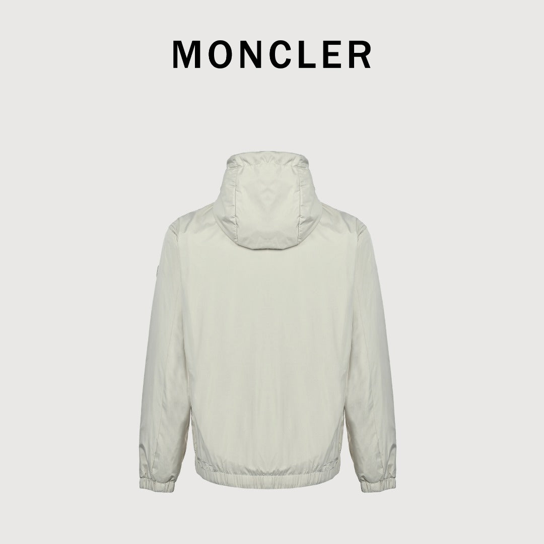 Moncler Off-White Lightweight Hooded Zip-Up Jacket