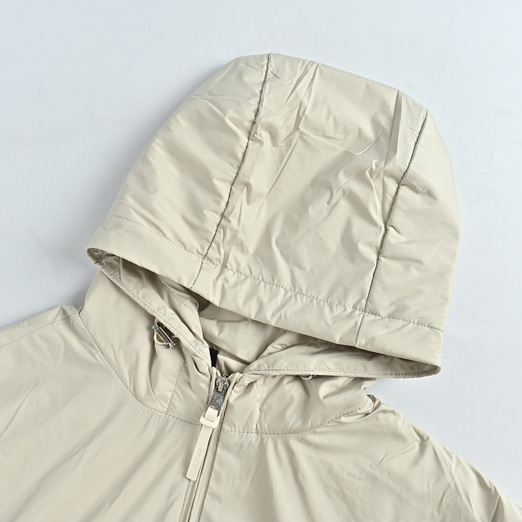 Moncler Off-White Lightweight Hooded Zip-Up Jacket
