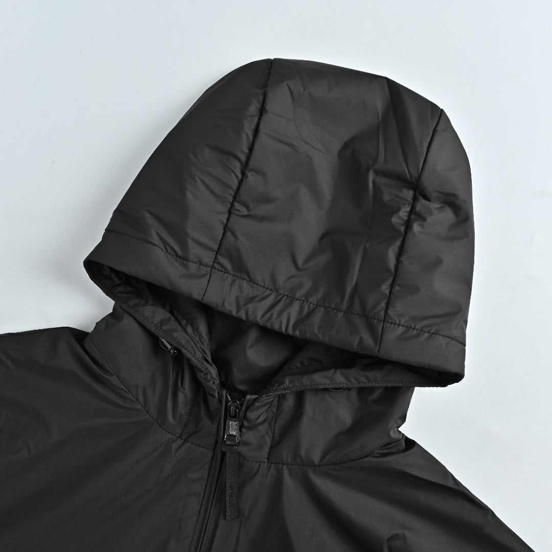 Moncler Black Lightweight Hooded Zip-Up Jacket