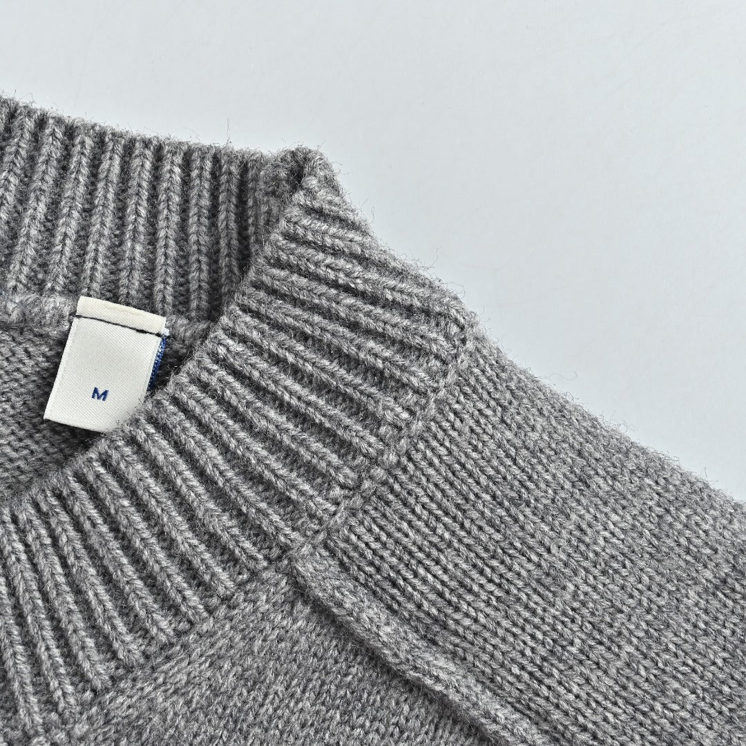 Burberry Gray Equestrian Knight Hem Jacquard Crewneck Sweater