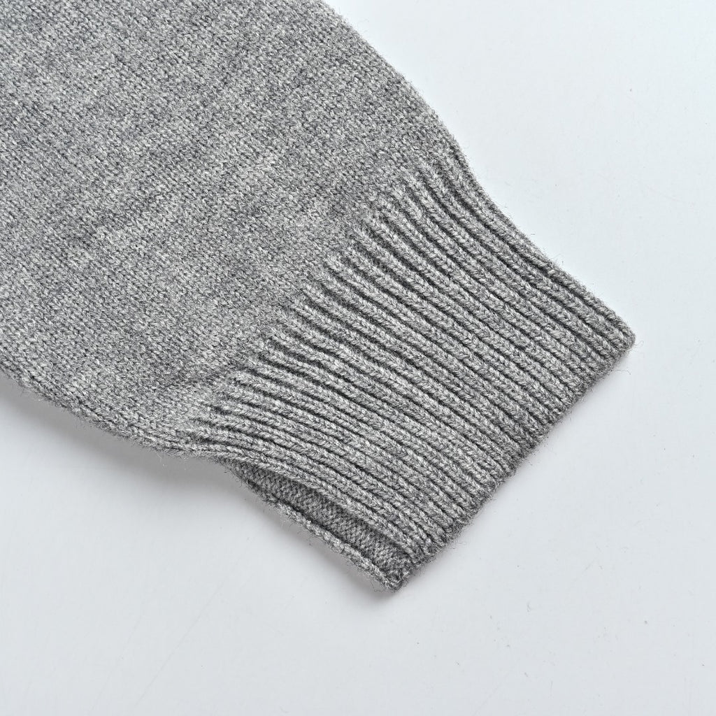 Burberry Gray Equestrian Knight Hem Jacquard Crewneck Sweater