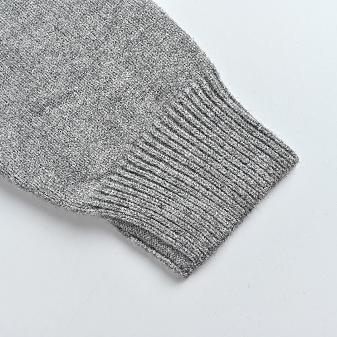 Burberry Gray Equestrian Knight Hem Jacquard Crewneck Sweater