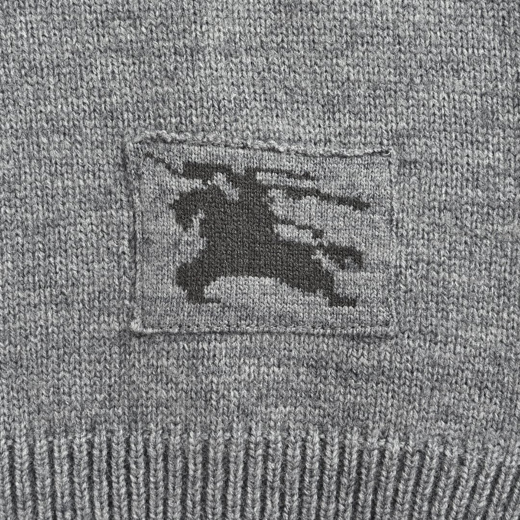 Burberry Gray Equestrian Knight Hem Jacquard Crewneck Sweater