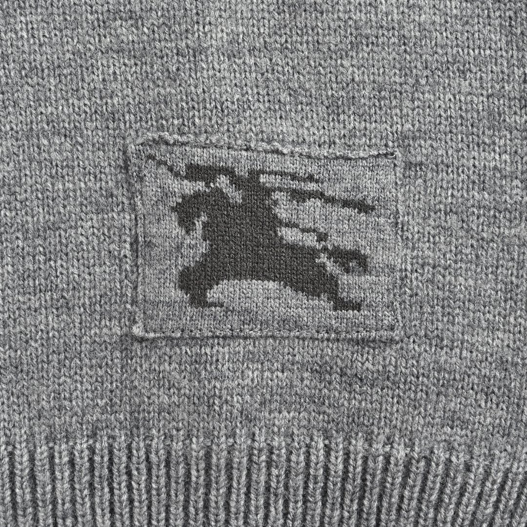 Burberry Gray Equestrian Knight Hem Jacquard Crewneck Sweater