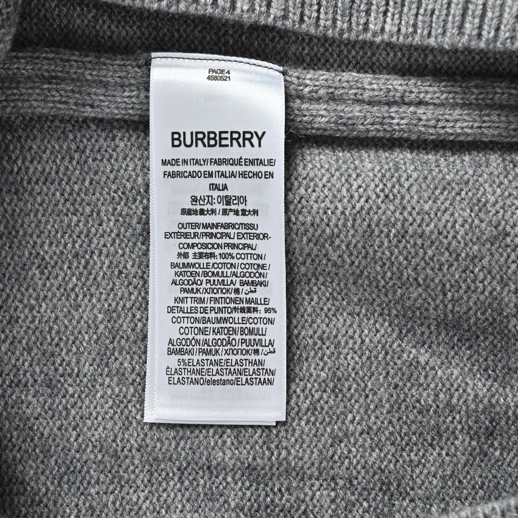 Burberry Gray Equestrian Knight Hem Jacquard Crewneck Sweater