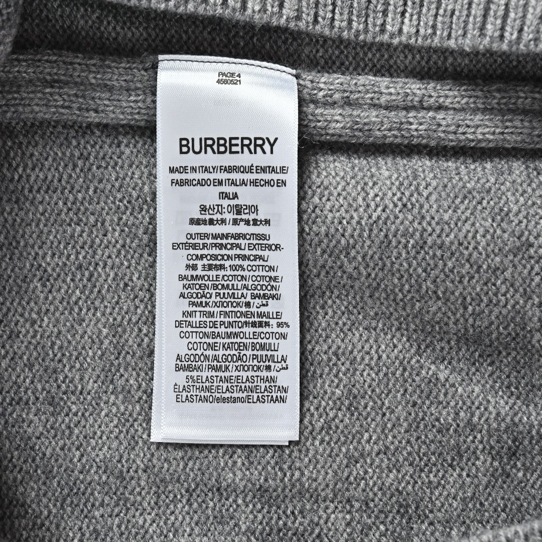 Burberry Gray Equestrian Knight Hem Jacquard Crewneck Sweater