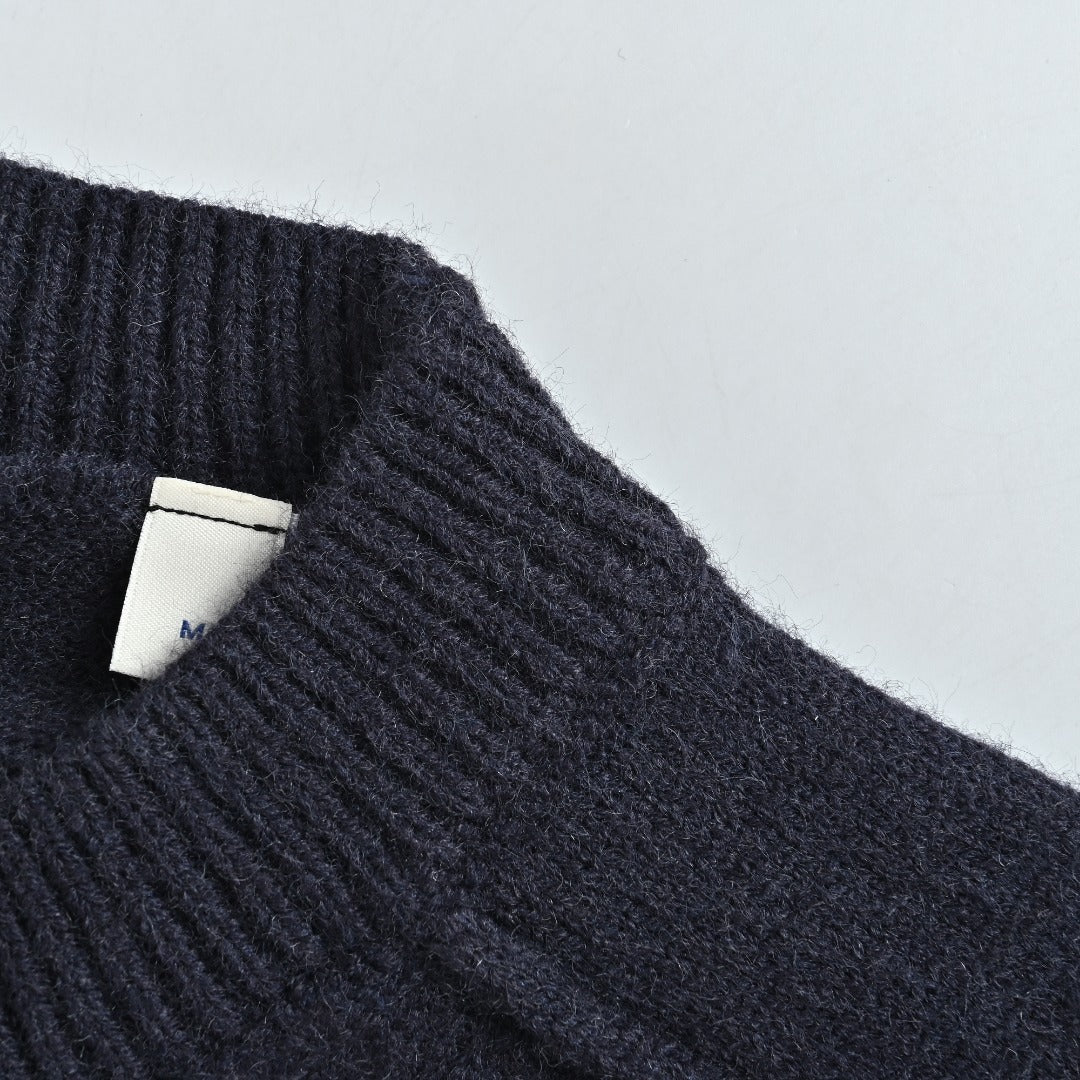 Burberry Dark Navy Equestrian Knight Hem Jacquard Crewneck Sweater