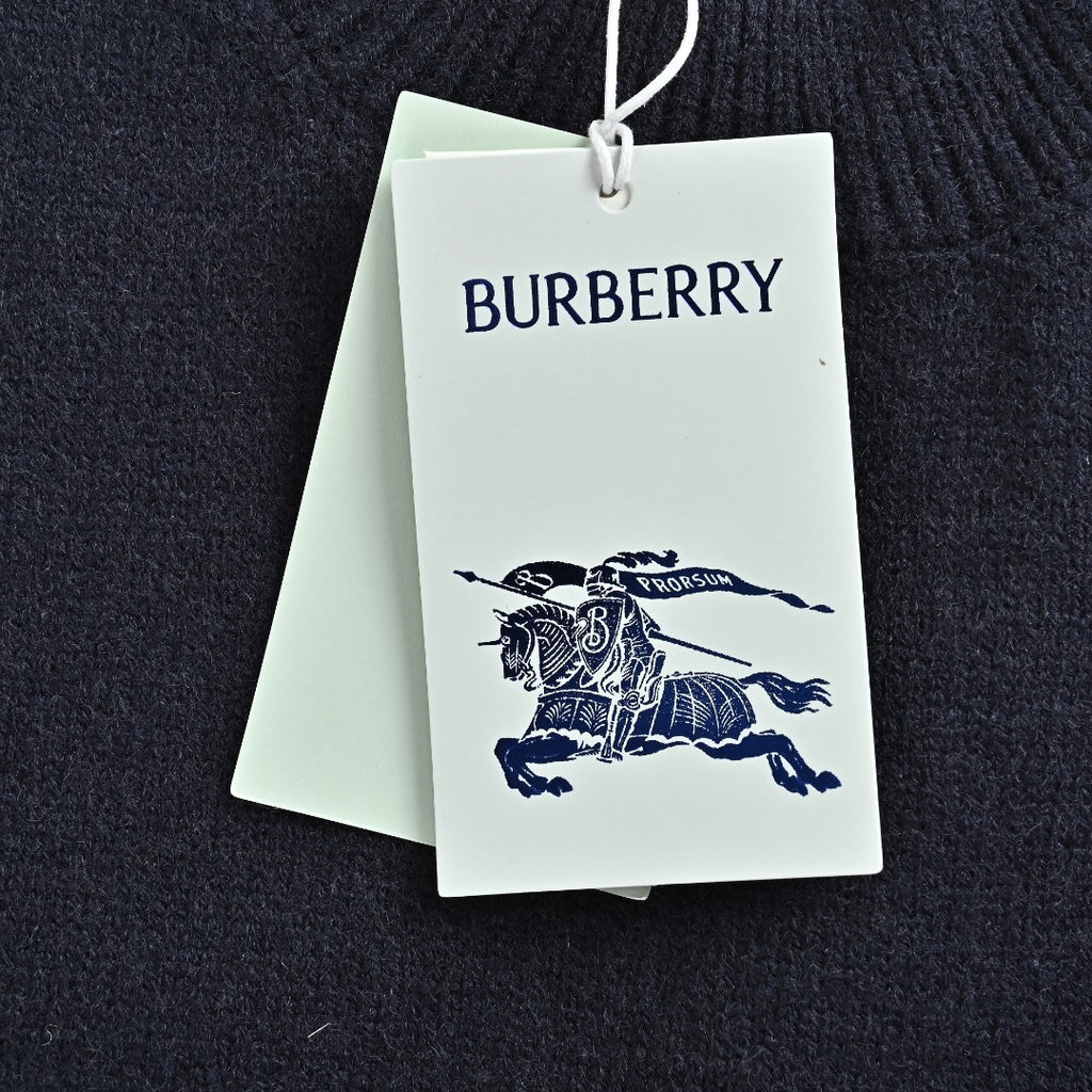 Burberry Dark Navy Equestrian Knight Hem Jacquard Crewneck Sweater