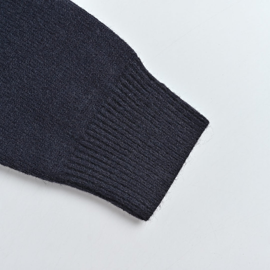 Burberry Dark Navy Equestrian Knight Hem Jacquard Crewneck Sweater