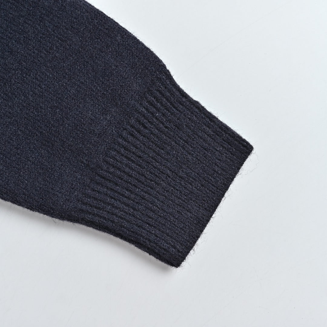 Burberry Dark Navy Equestrian Knight Hem Jacquard Crewneck Sweater