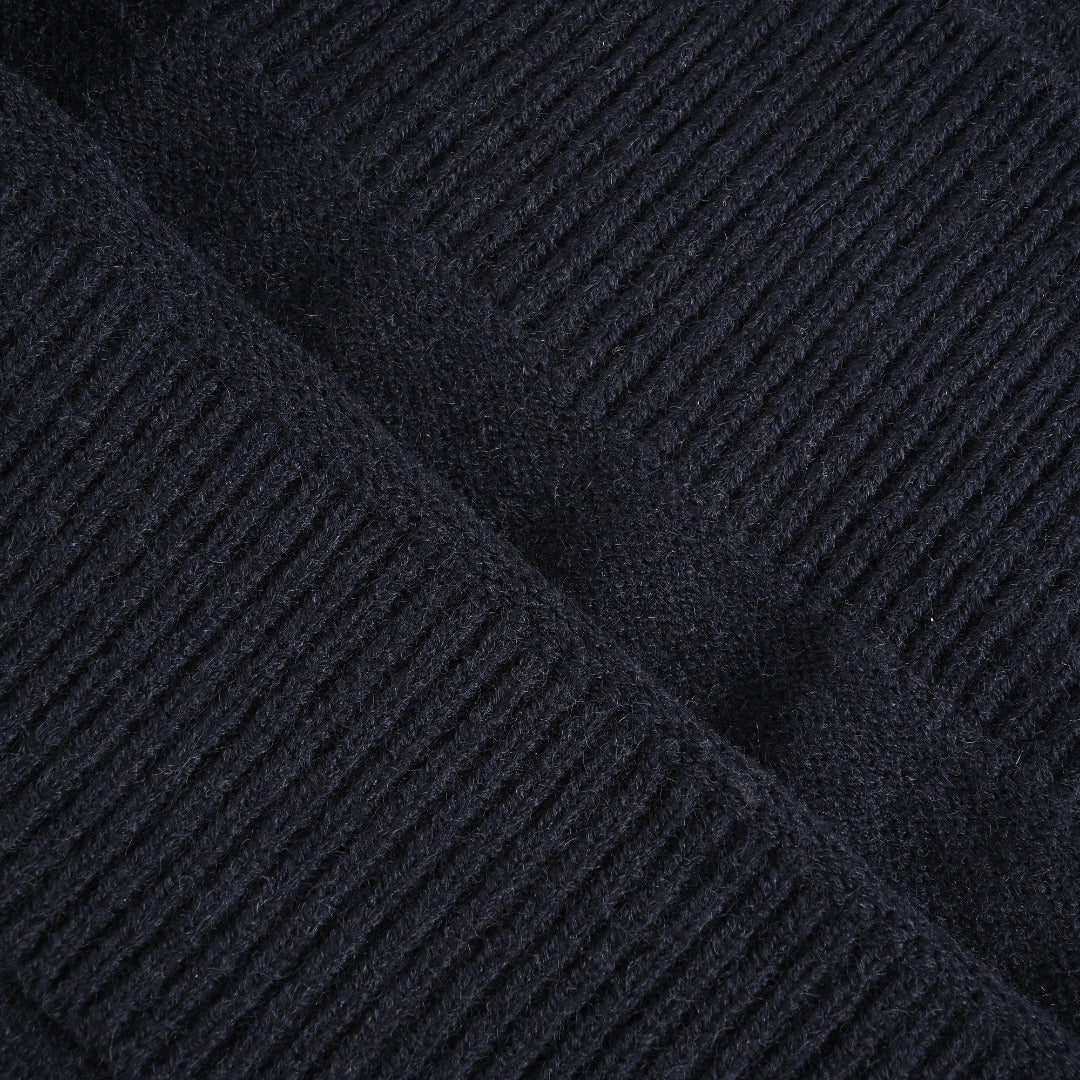 Burberry Dark Navy Equestrian Knight Hem Jacquard Crewneck Sweater