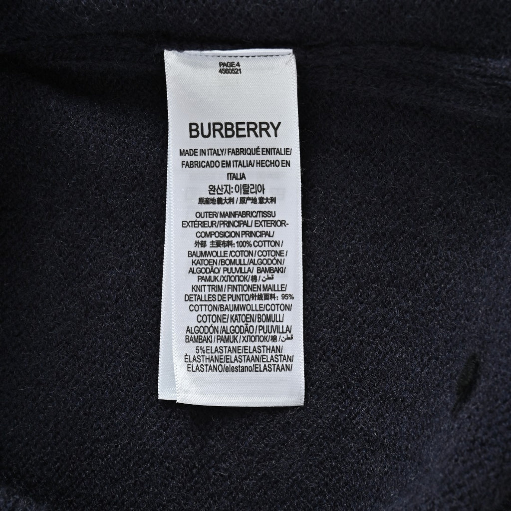 Burberry Dark Navy Equestrian Knight Hem Jacquard Crewneck Sweater