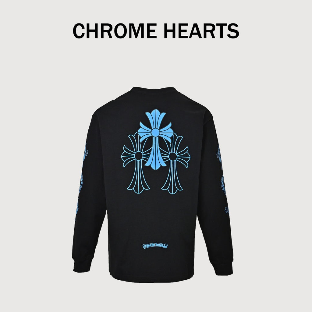 Chrome Hearts Black Triple Cross Print Long-Sleeve T-Shirt