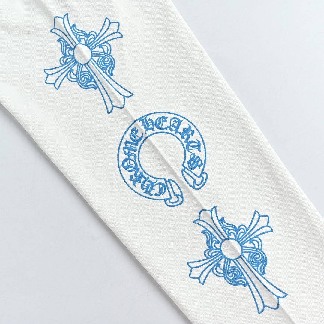 Chrome Hearts White & Blue Triple Cross Print Long-Sleeve T-Shirt