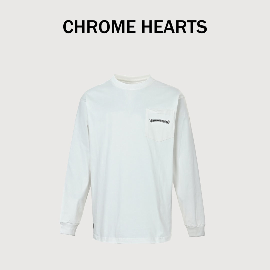 Chrome Hearts White Dotted Cross Print Long-Sleeve T-Shirt