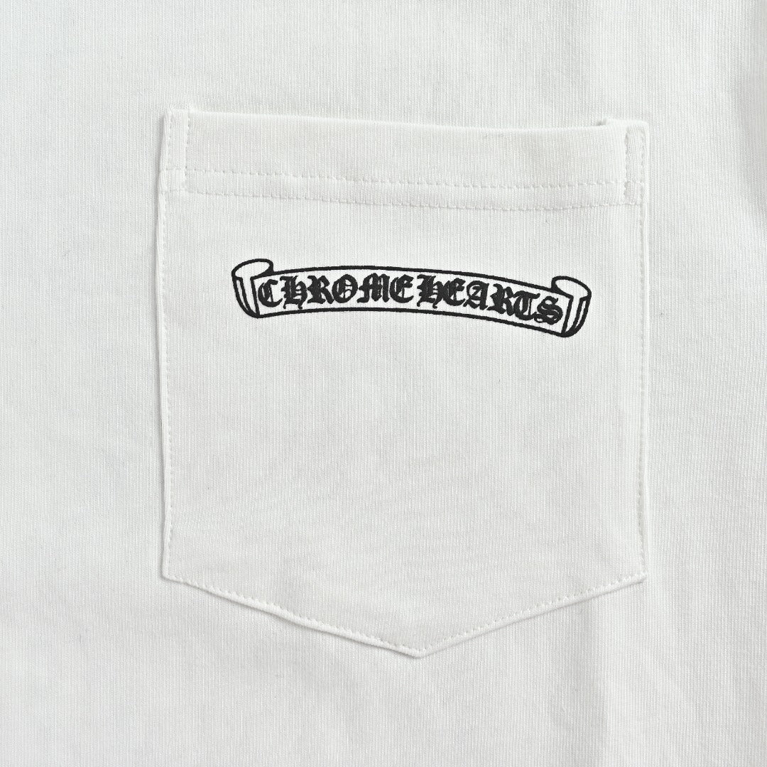 Chrome Hearts White Dotted Cross Print Long-Sleeve T-Shirt