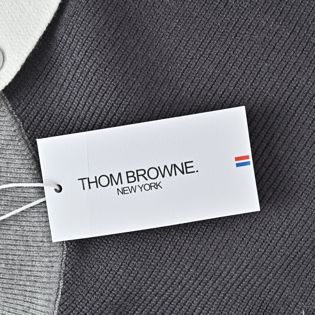 Thom Browne Colorblock Four-Bar Button-Front Cardigan