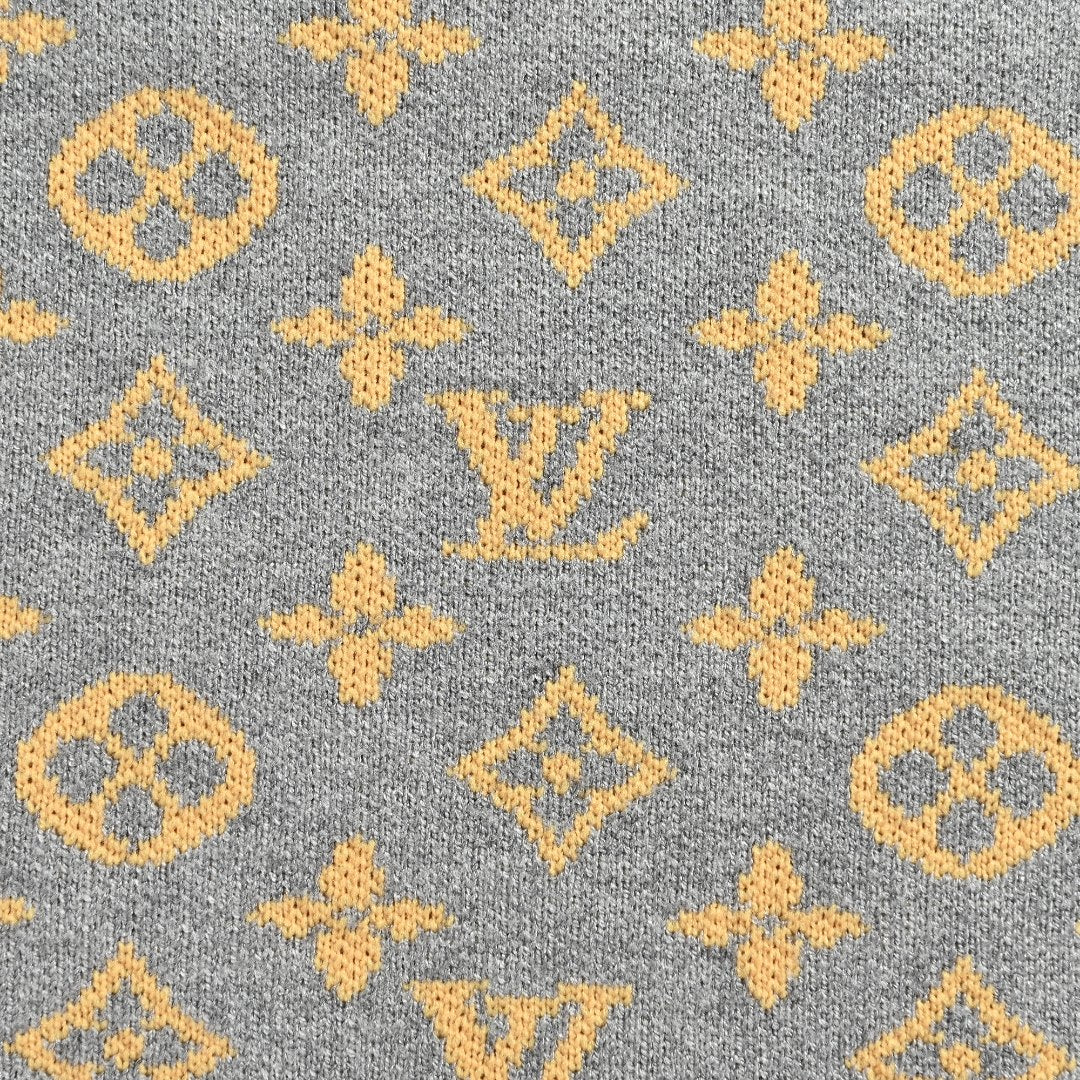 Louis Vuitton Gray Monogram Jacquard Blend Crewneck Sweater