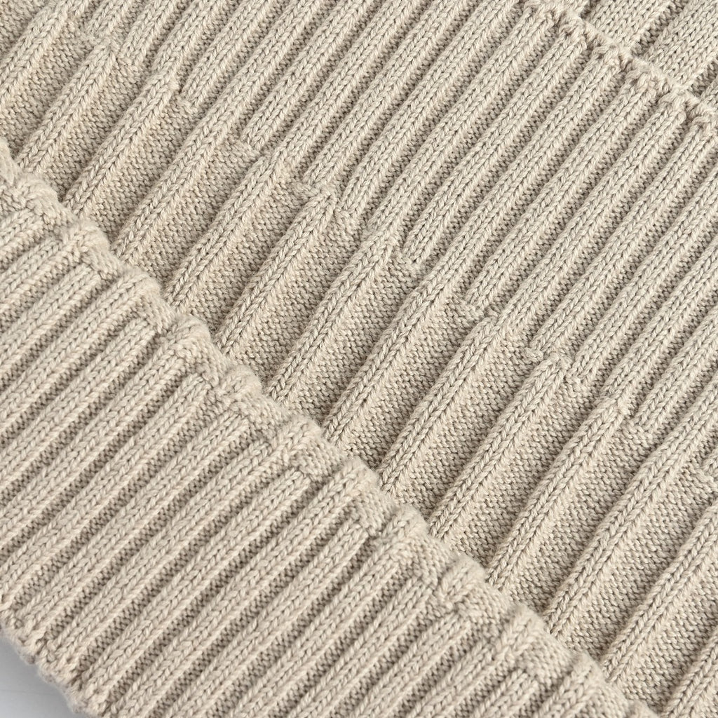 Balenciaga Light Beige Ribbed Half-Zip Mock-Neck Sweater