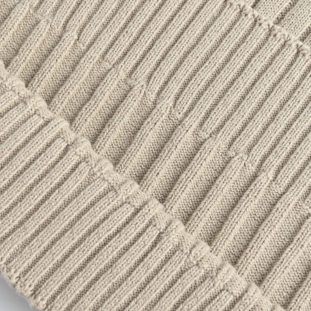 Balenciaga Light Beige Ribbed Half-Zip Mock-Neck Sweater