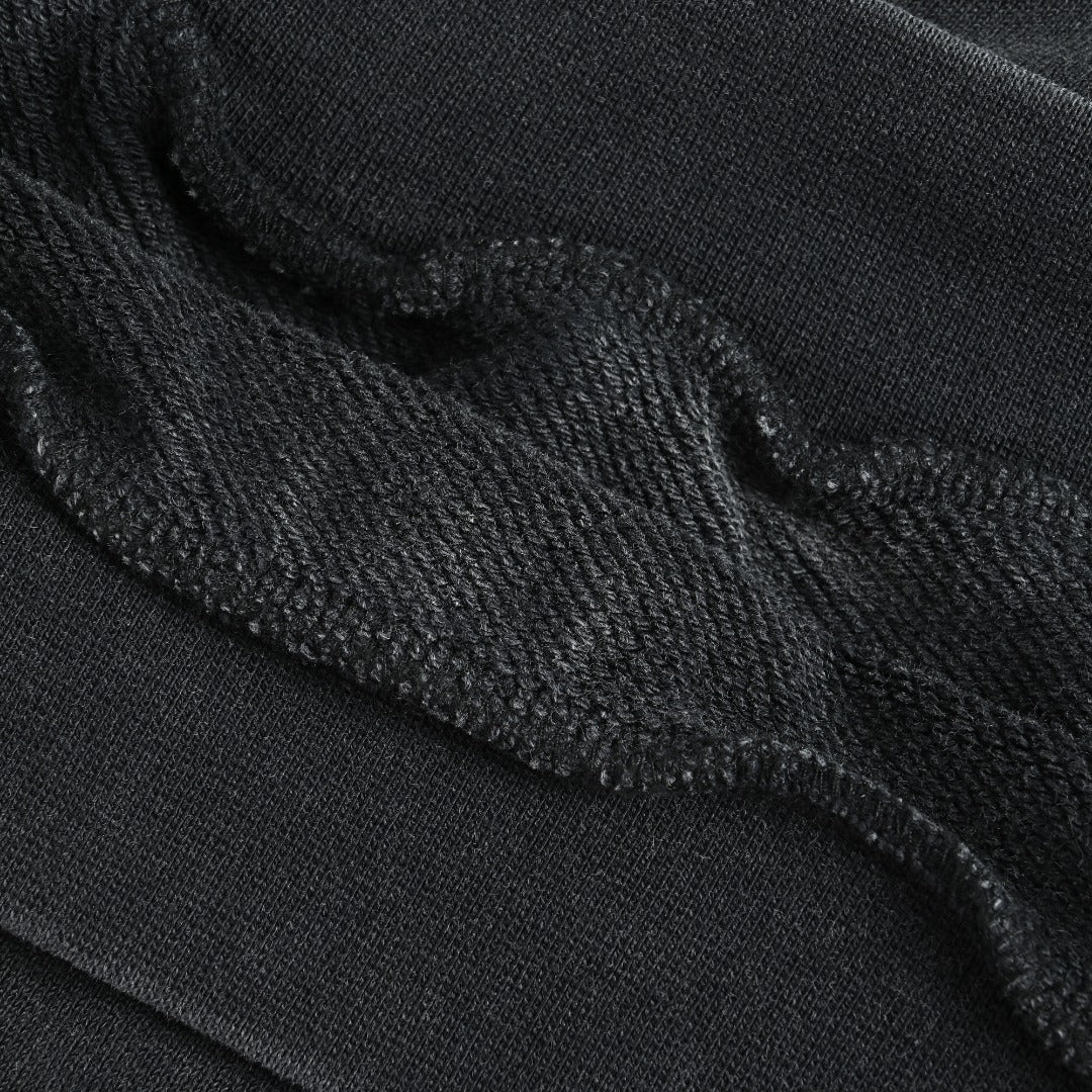 Balenciaga Washed Black Blurred Ring Logo Pullover Hoodie