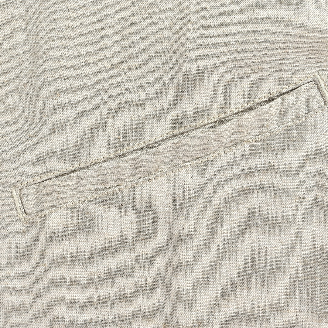 Prada Cream Chambray Cotton-Linen Blend Triangle Logo Jacket
