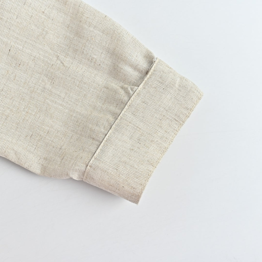 Prada Cream Chambray Cotton-Linen Blend Triangle Logo Jacket
