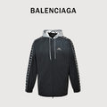 Balenciaga Black 3B Logo Tape Contrast-Hood Zip-Up Jacket