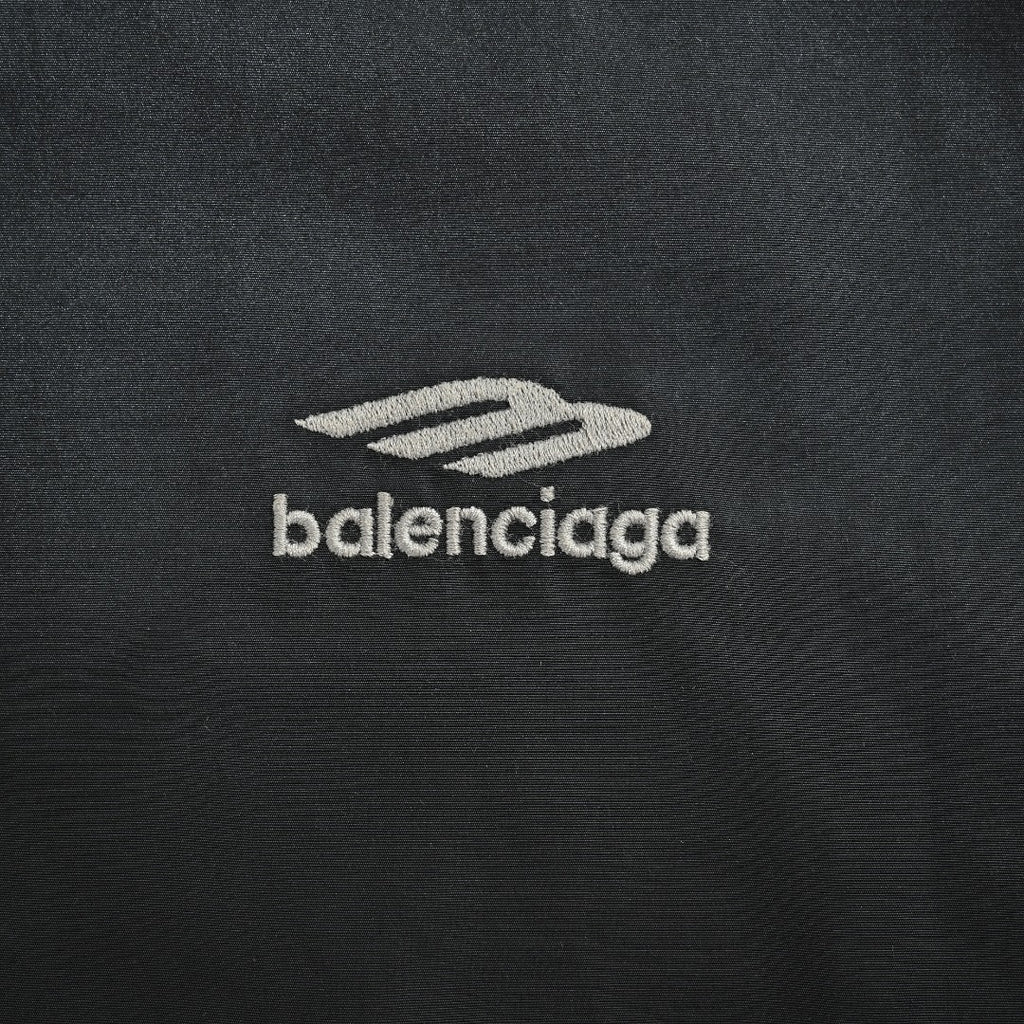 Balenciaga Black 3B Logo Tape Contrast-Hood Zip-Up Jacket