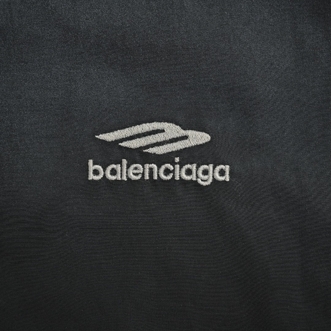 Balenciaga Black 3B Logo Tape Contrast-Hood Zip-Up Jacket