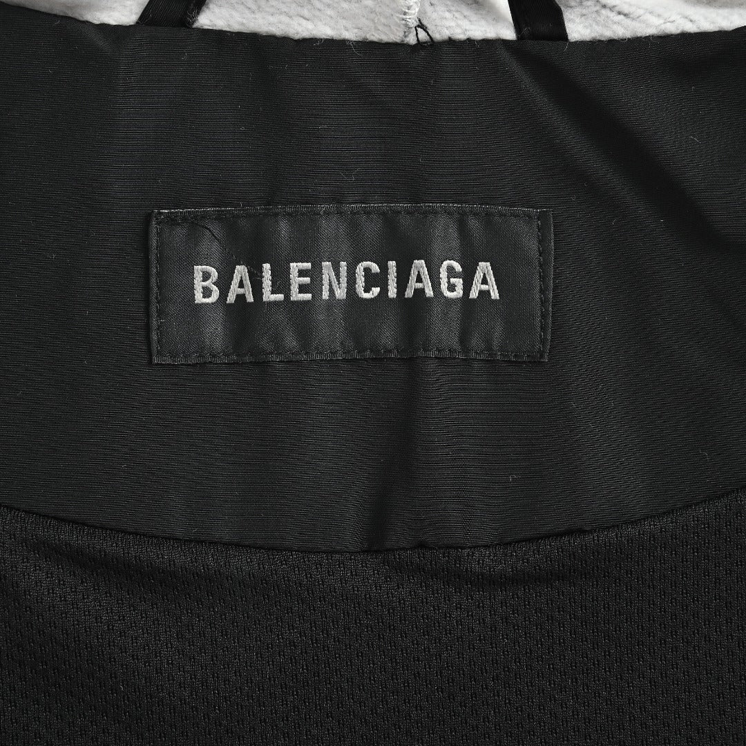 Balenciaga Black 3B Logo Tape Contrast-Hood Zip-Up Jacket